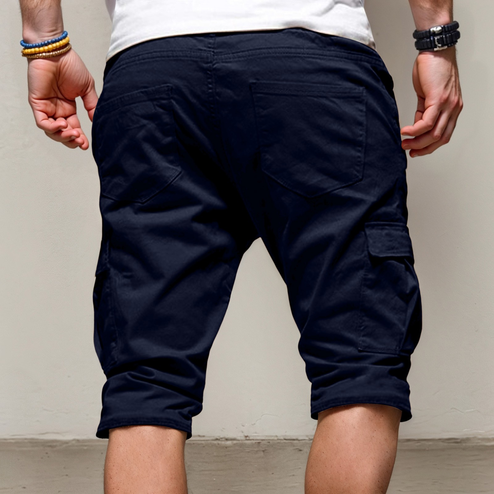 thumbnail image 2 of Pantalones cortos informales de verano para hombre - Diseño ligero con 4 bolsillos - Cintura con cordón - Poliéster/spandex, M-XXXL, 2 of 6